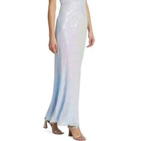 Badgley Mischka Sequined Ruched Gown Dress Color Blue Size 16
